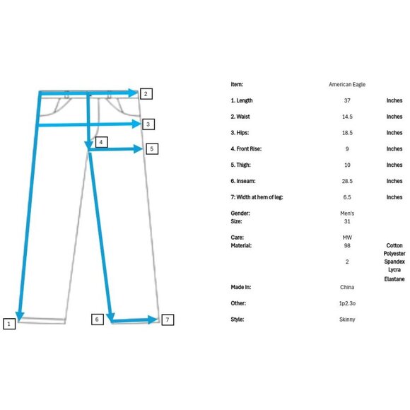 American Eagle Outfitters AEO Skinny Leg Jeans Mens 31 28 Dark Wash Logo Denim - Picture 8 of 8